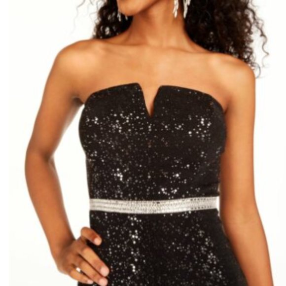 Womens Black Sleeveless Short Fit + Flare - Picture 3 of 3